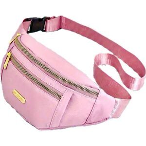 NWT Gorgeous Pink Nylon Sling Bag Fanny Pack with double gold zipper